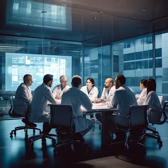 Healthcare team engaged in a meeting in a modern facility - Image 4