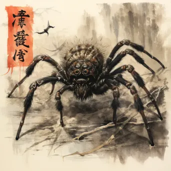 Anansi Spider in Ink Wash