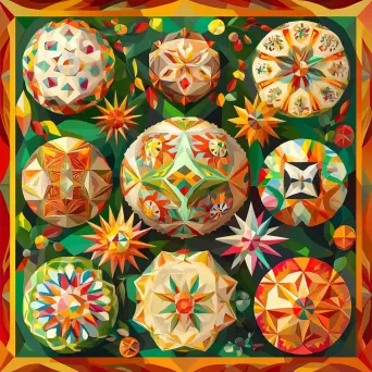 Polygonal folk art expressing cultural heritage and tradition - Image 1