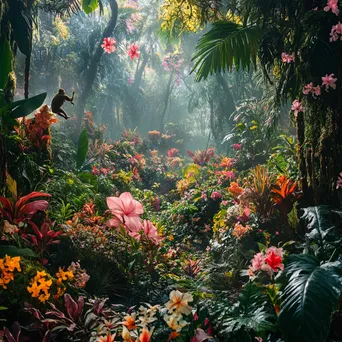 Vibrant jungle habitat with diverse wildlife and flowers - Image 4