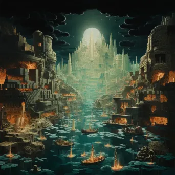 Image illustrating the mystical city of Atlantis submerged under the sea - Image 2