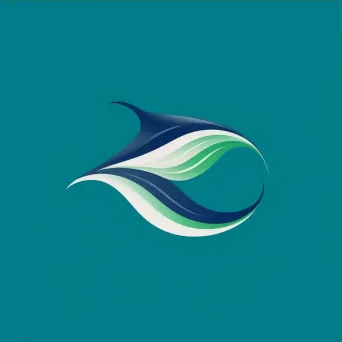 Logo with a stylized wave turning into a bird in flight, in blue and green colors. - Image 3