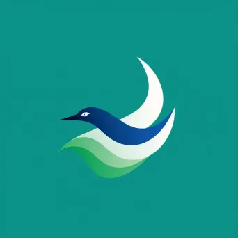 Logo with a stylized wave turning into a bird in flight, in blue and green colors. - Image 4