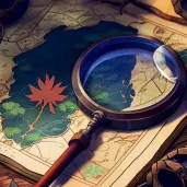 Magnifying glass on an ancient map symbolizing knowledge quest and discovery - Image 3