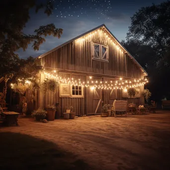 Whimsical barn decorated with fairy lights - Image 2