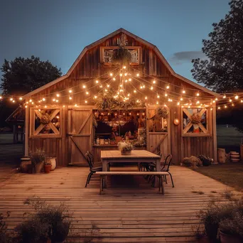 Whimsical Barn with Fairy Lights