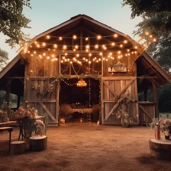 Whimsical barn decorated with fairy lights - Image 4