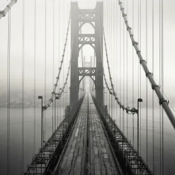 Elegant grand suspension bridge with steel cables and towers - Image 3