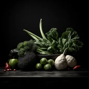 Still life arrangement of fruit in black and white high contrast - Image 2