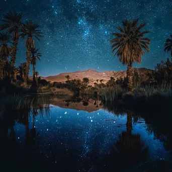 Oasis Under Starry Night