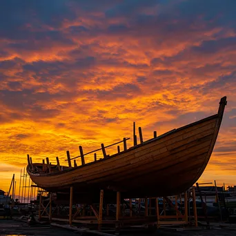 Silhouetted Boat Against a Sunset