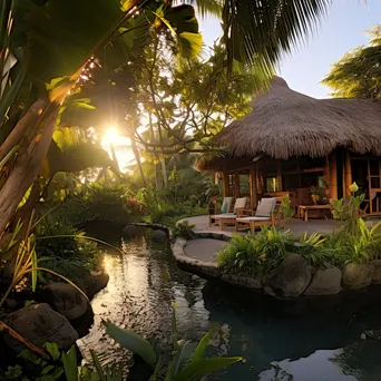 Tropical Thatched Roof Bungalow Retreat