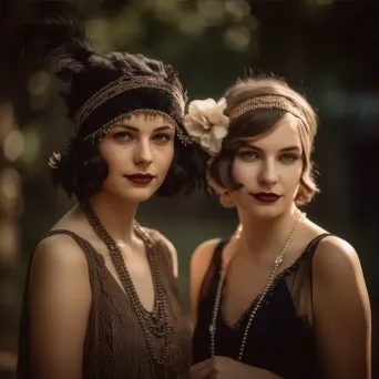 1920s flapper fashion fringe dresses and headbands - Image 3