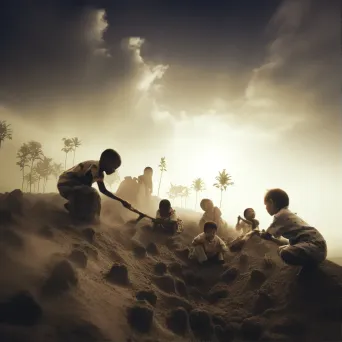 Children planting trees in a cleared forest area - Image 1