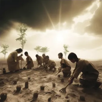 Children planting trees in a cleared forest area - Image 4