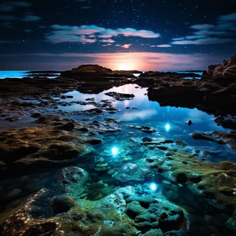 Bioluminescent Rock Pool at Twilight