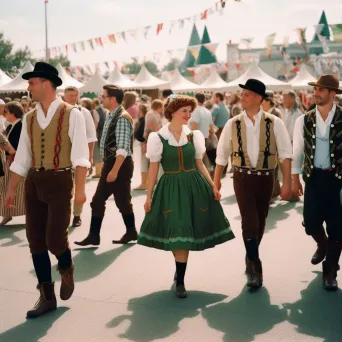 German Oktoberfest celebration with traditional costumes and beer tents - Image 1