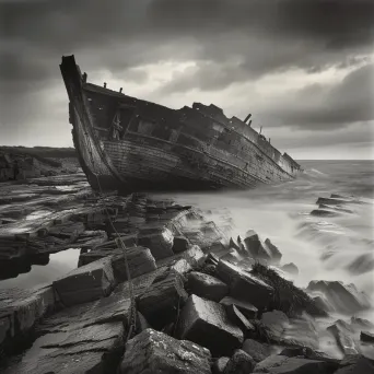 Dramatic Shipwreck on Shore