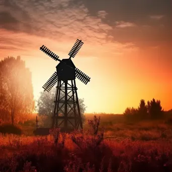 autumn windmill sunset - Image 1