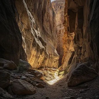 Winding pathway through a narrow canyon - Image 1