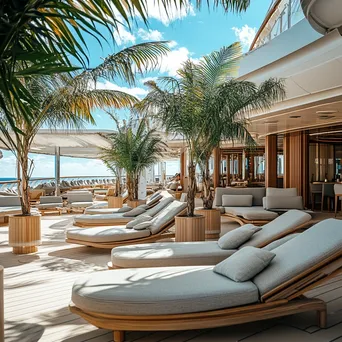 Relaxation area on a luxury cruise ship sun deck. - Image 1