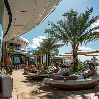 Relaxation area on a luxury cruise ship sun deck. - Image 3