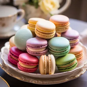 Colorful macarons on tiered tray, shot on Panasonic Lumix GH5 - Image 3