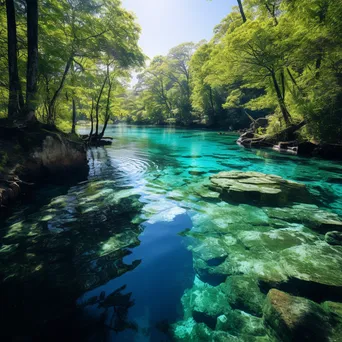 Vibrant turquoise mineral pool surrounded by green foliage. - Image 2