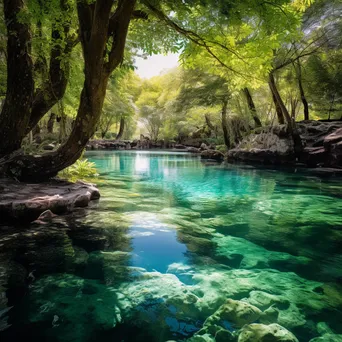 Vibrant turquoise mineral pool surrounded by green foliage. - Image 4