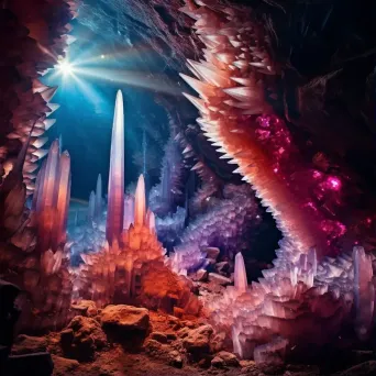 Enchanted cave of crystals with sparkling stalactites - Image 1