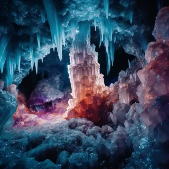 Enchanted cave of crystals with sparkling stalactites - Image 2