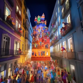 Samba parade with colorful costumes in Rio de Janeiro at night - Image 1