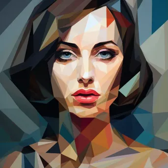 Low-poly portrait of a whispered secret in retro colors - Image 1