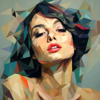 Low-poly portrait of a whispered secret in retro colors - Image 4