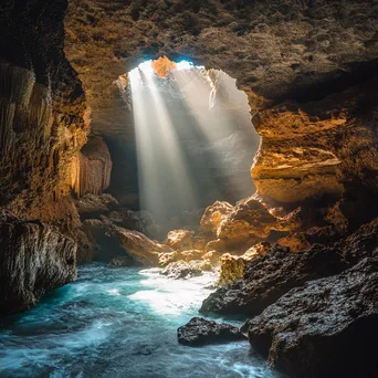 Sunlight illuminating a coastal cave - Image 2