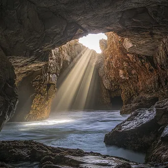 Sunlight in Expansive Coastal Cave