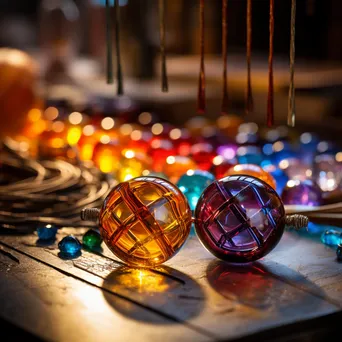 Close-up of colorful glass beads being shaped - Image 2