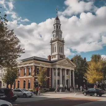 Historic courthouse with marble pillars and clock tower - Image 3