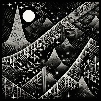 Geometric monochrome illustration of the space-time fabric - Image 3