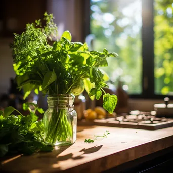 Fresh Organic Herbs in Kitchen