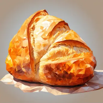 Rustic loaf of bread in low poly design, echoing Cézanne