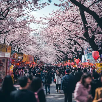 Crowd at a cherry blossom festival - Image 4