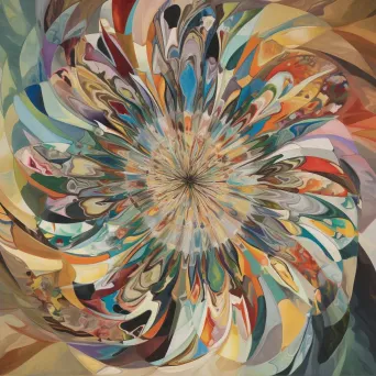 Dynamic swirl of multi-colored fragments resembling a kaleidoscope