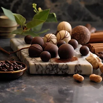 Artfully arranged gourmet chocolates and truffles on marble - Image 2