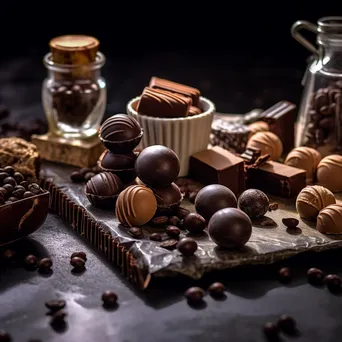 Artfully arranged gourmet chocolates and truffles on marble - Image 3