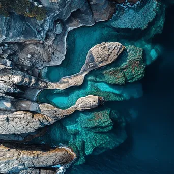 Aerial view of interconnected rock pools along a coastline - Image 3