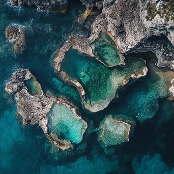 Aerial view of interconnected rock pools along a coastline - Image 4