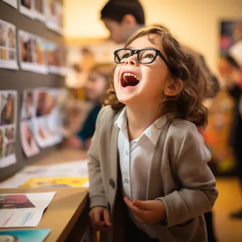 Child presenting a project to classmates in class - Image 1