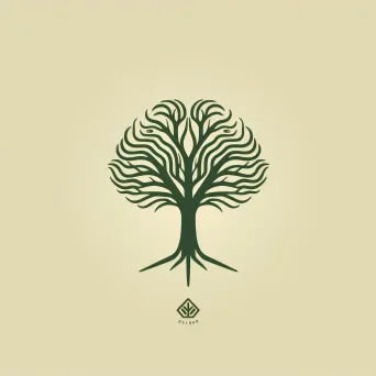 Logo featuring a single line creating a tree with roots in the shape of a brain, in green and brown. - Image 2