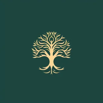 Logo featuring a single line creating a tree with roots in the shape of a brain, in green and brown. - Image 4